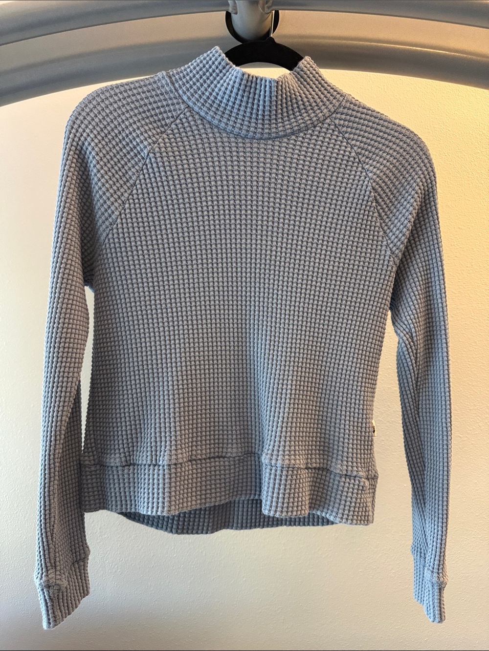 The North Face Pale Blue Waffle-Knit Mock Neck Pullover